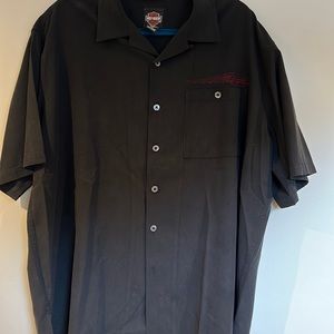 Black Harley Davidson short sleeve button down shirt.